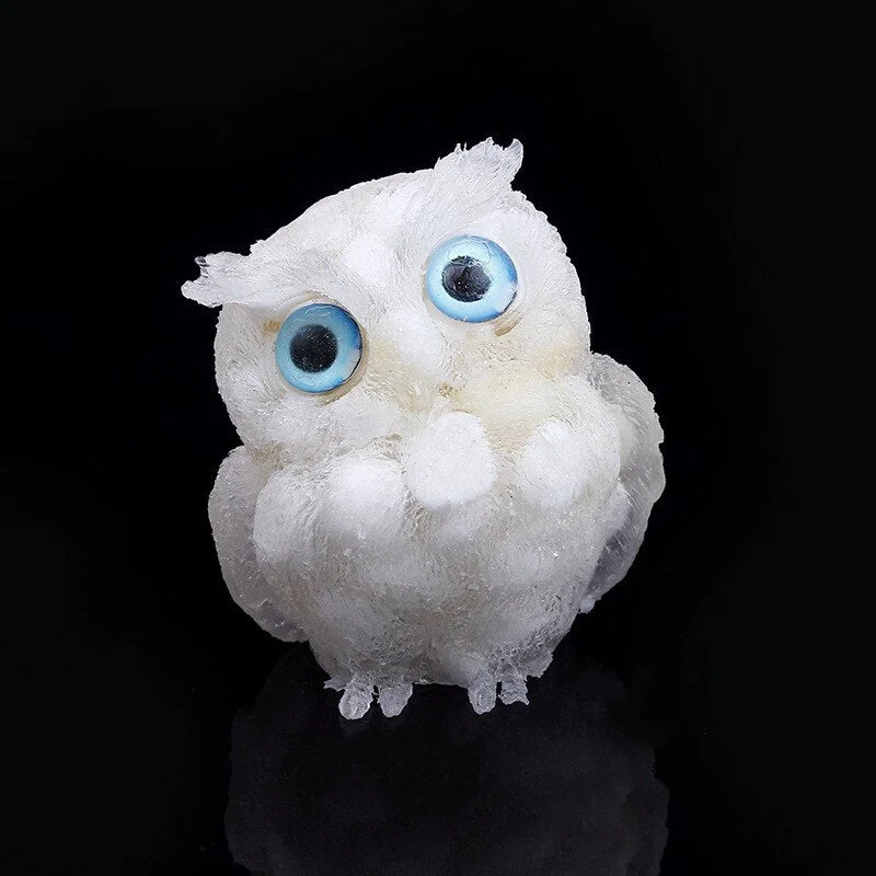 Figurine Hibou Cristal Naturel Élégant pour Déco Maison