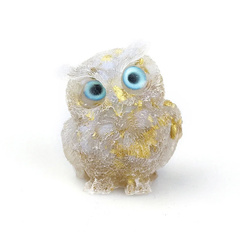 Figurine Hibou Cristal Naturel Élégant pour Déco Maison
