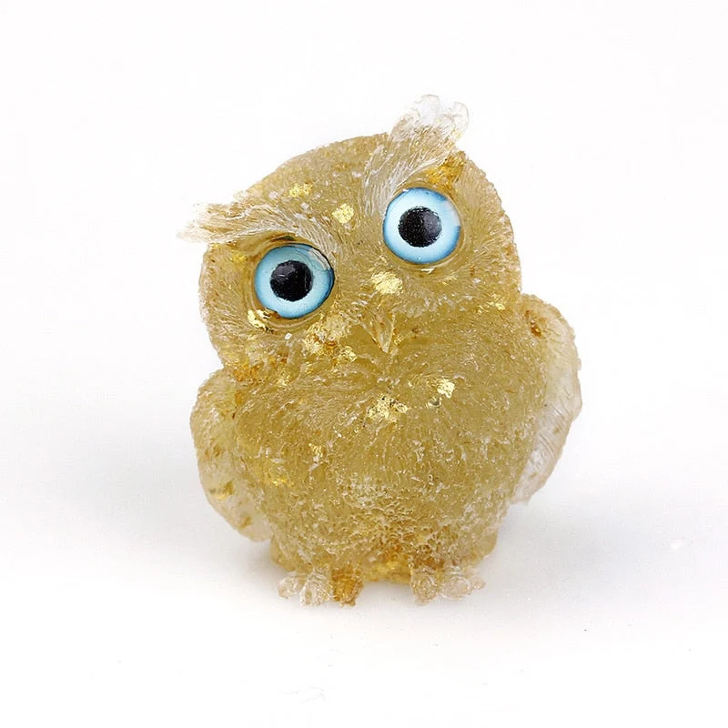 Figurine Hibou Cristal Naturel Élégant pour Déco Maison