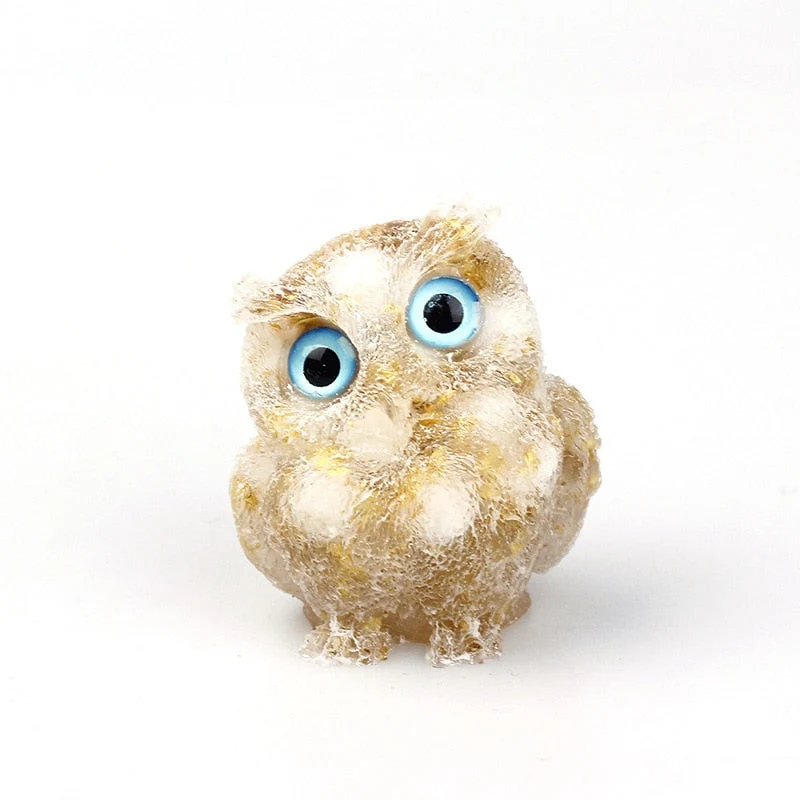 Figurine Hibou Cristal Naturel Élégant pour Déco Maison