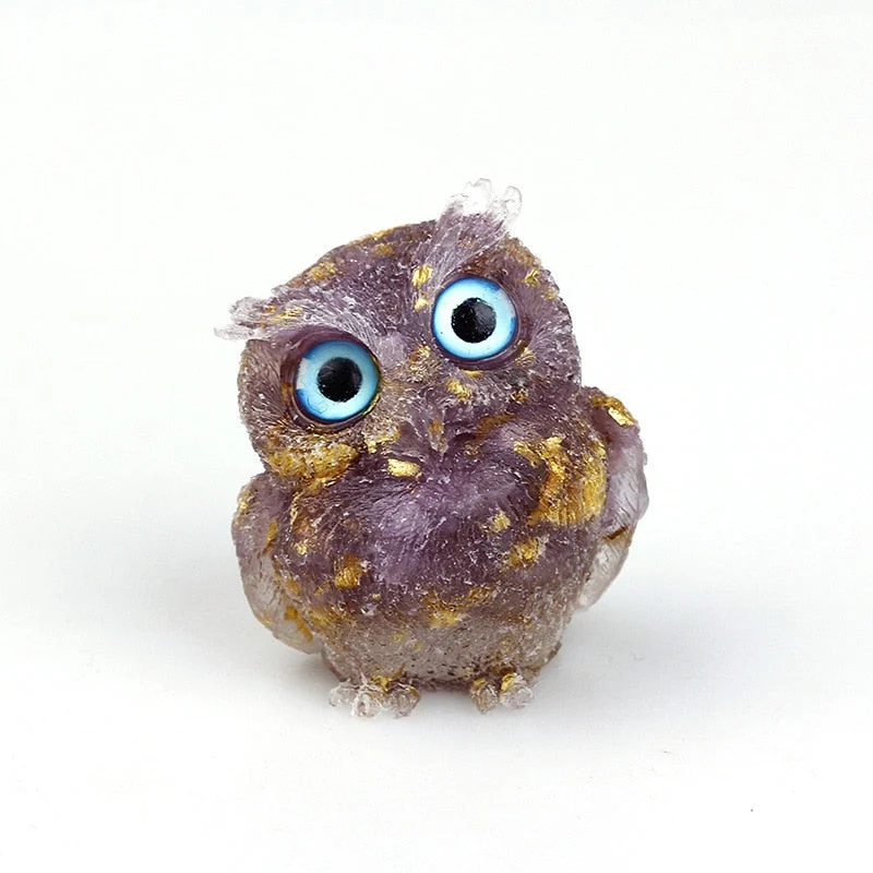 Figurine Hibou Cristal Naturel Élégant pour Déco Maison