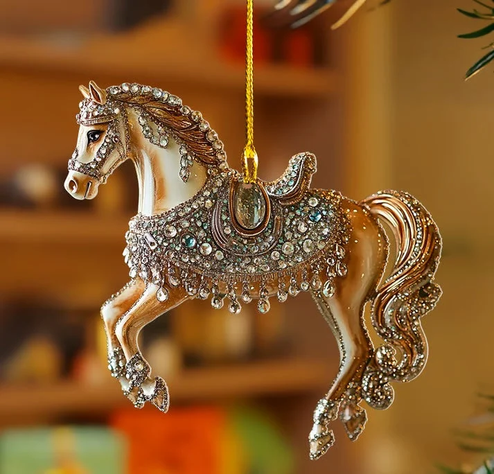 Décoration de Noël | Ornament Cheval en Résine Vintage pour Intérieur Chaleureux