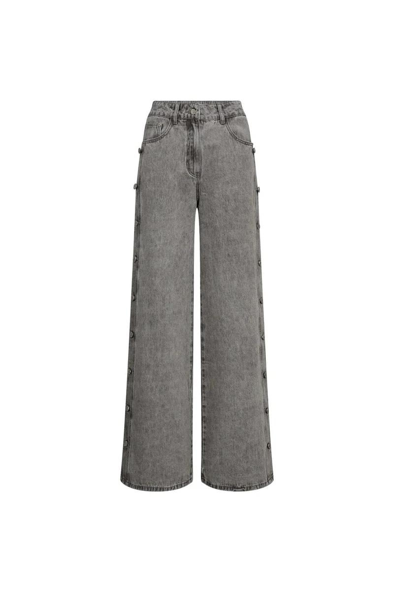 Haute L'Amitié - Side Panel Button Tall Jeans Hl10329 - Light Grey