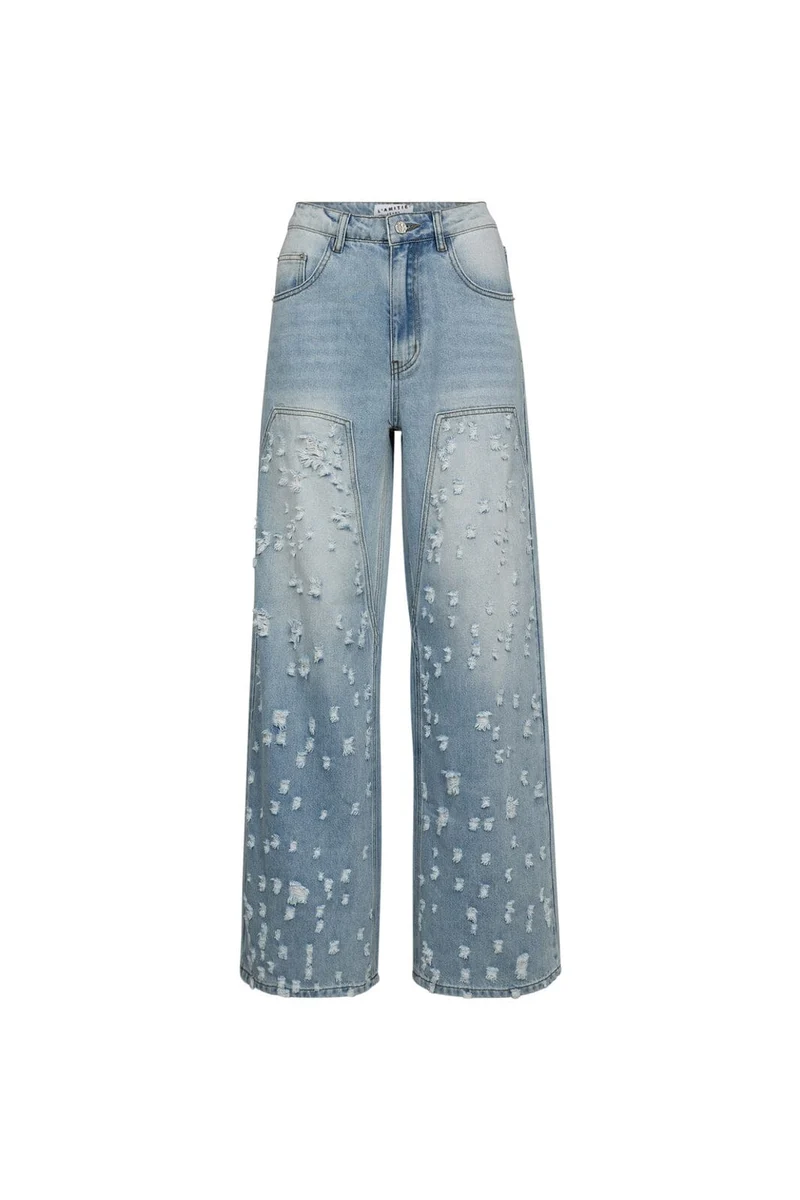 Haute L'Amitié - Bleach Distressed Patch Tall Jeans HL10354 - Bleached Denim