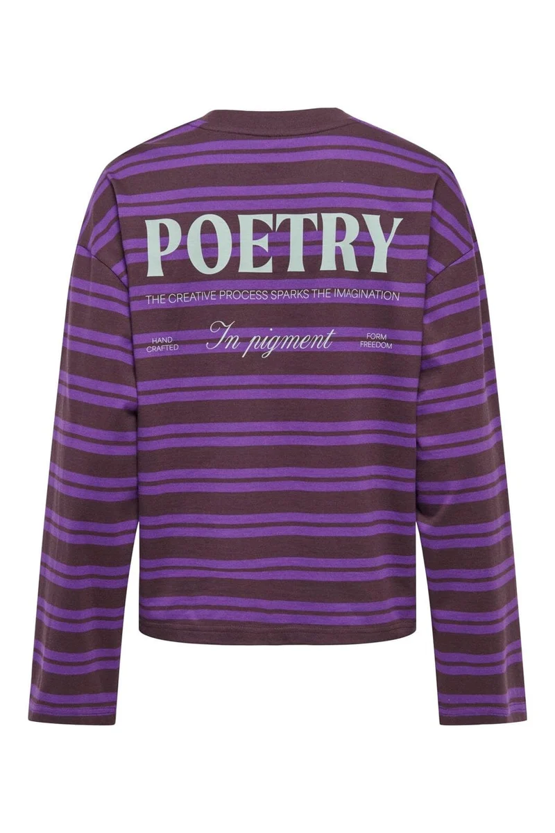 Only - Onlfreja L/S Stripe Top Cc - 5128183 Plum Perfect Freja New Autumn (Pansy) + Poetry Print