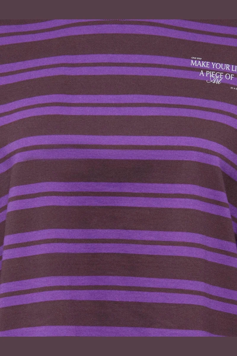 Only - Onlfreja L/S Stripe Top Cc - 5128183 Plum Perfect Freja New Autumn (Pansy) + Poetry Print