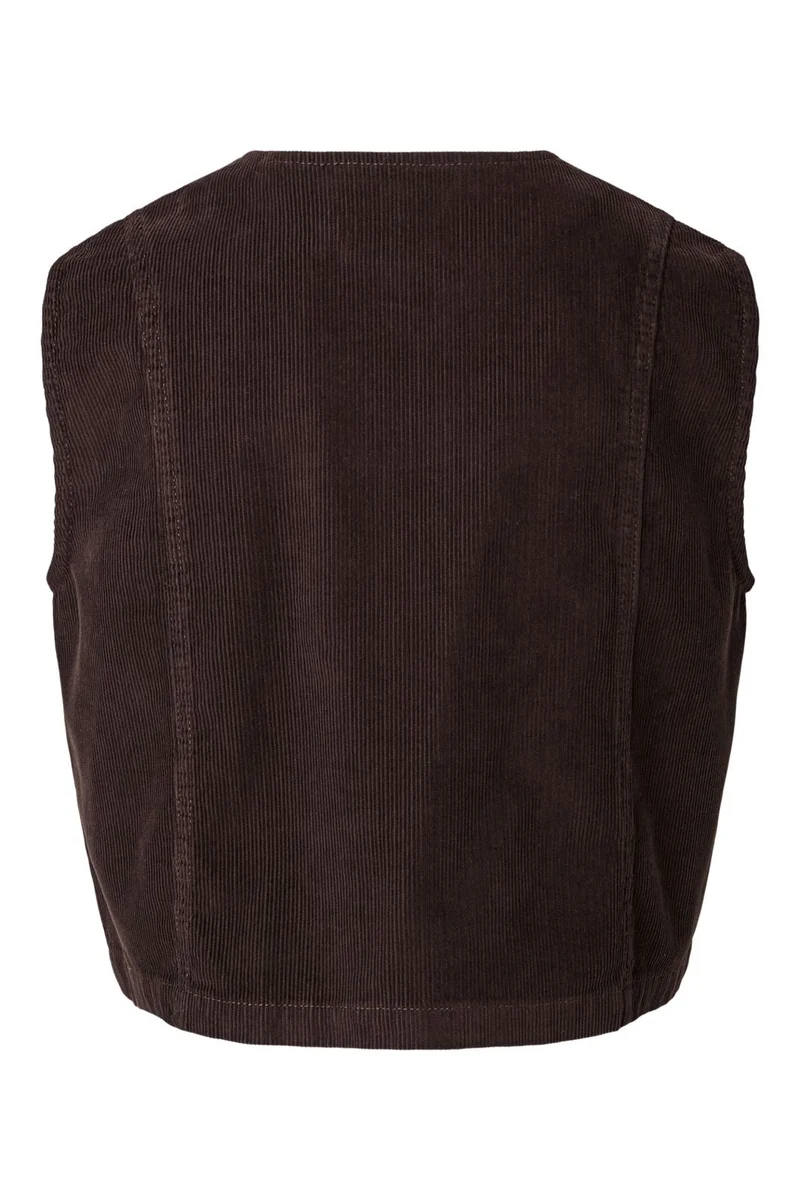 Pieces - Pcaia Slanted Tie Corduroy Vest - 5054976 Ganache
