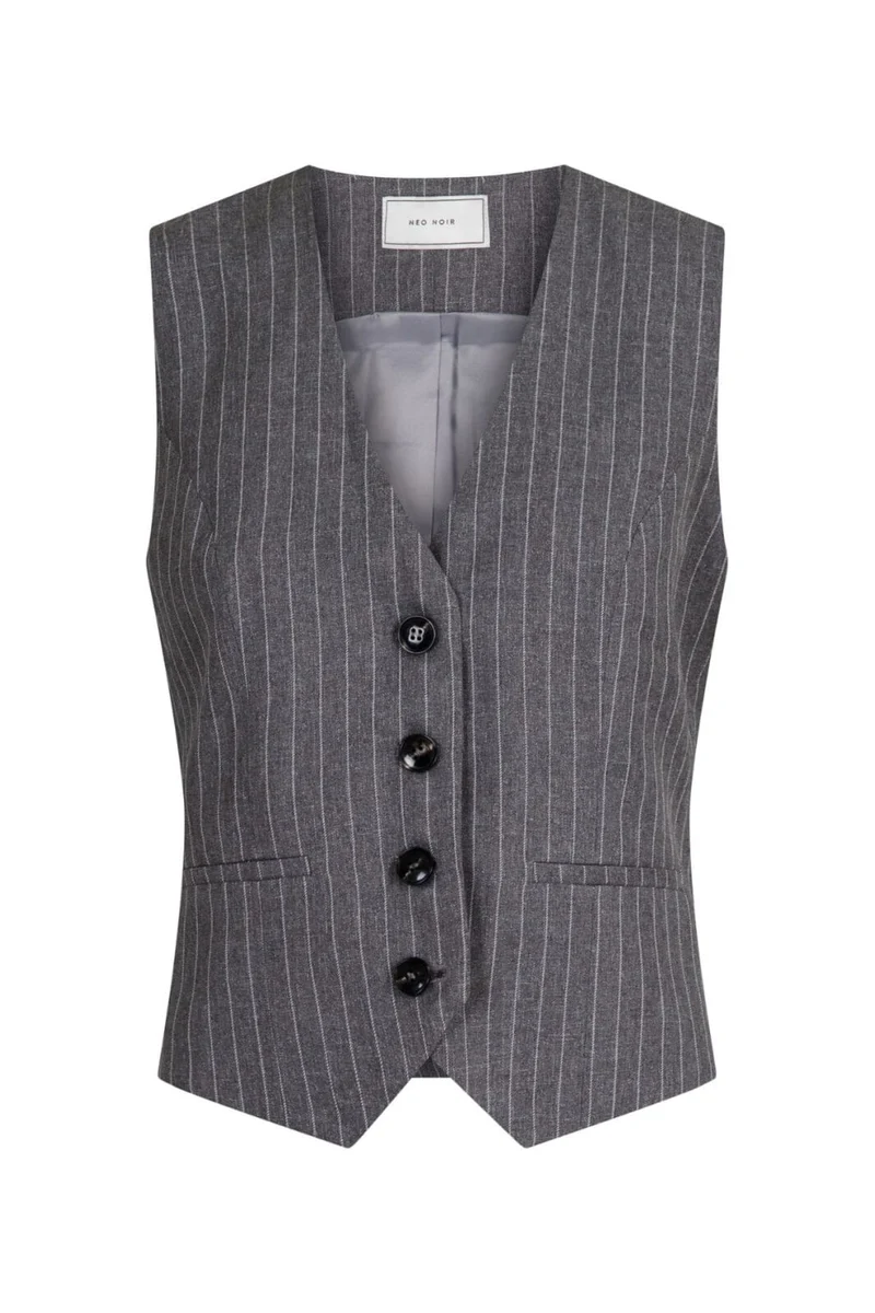 Neo Noir - Vendetta Pinstripe Waistcoat - Grey Melange