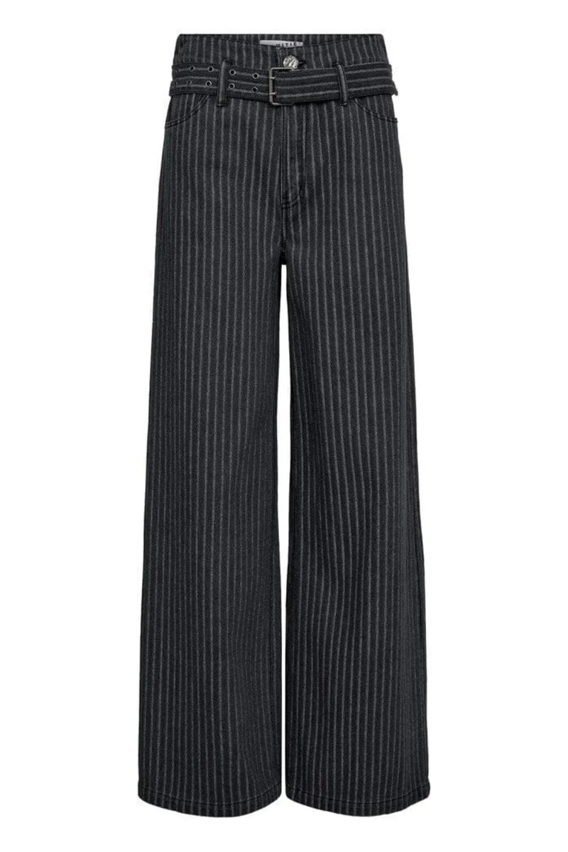Haute L'Amitié - Lou Stripe Belt Jeans HL10175 - Dark Grey