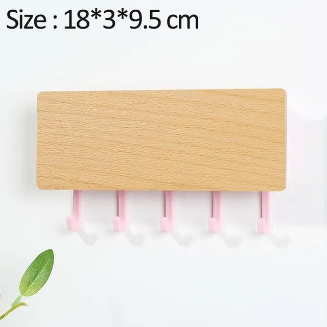 Porte-Clés Bois Charmant avec Crochets Colorés