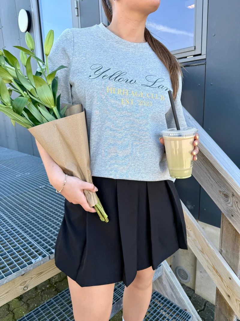Yellow Lane - Varsity Tee 165589 - 133 - Grey Melange
