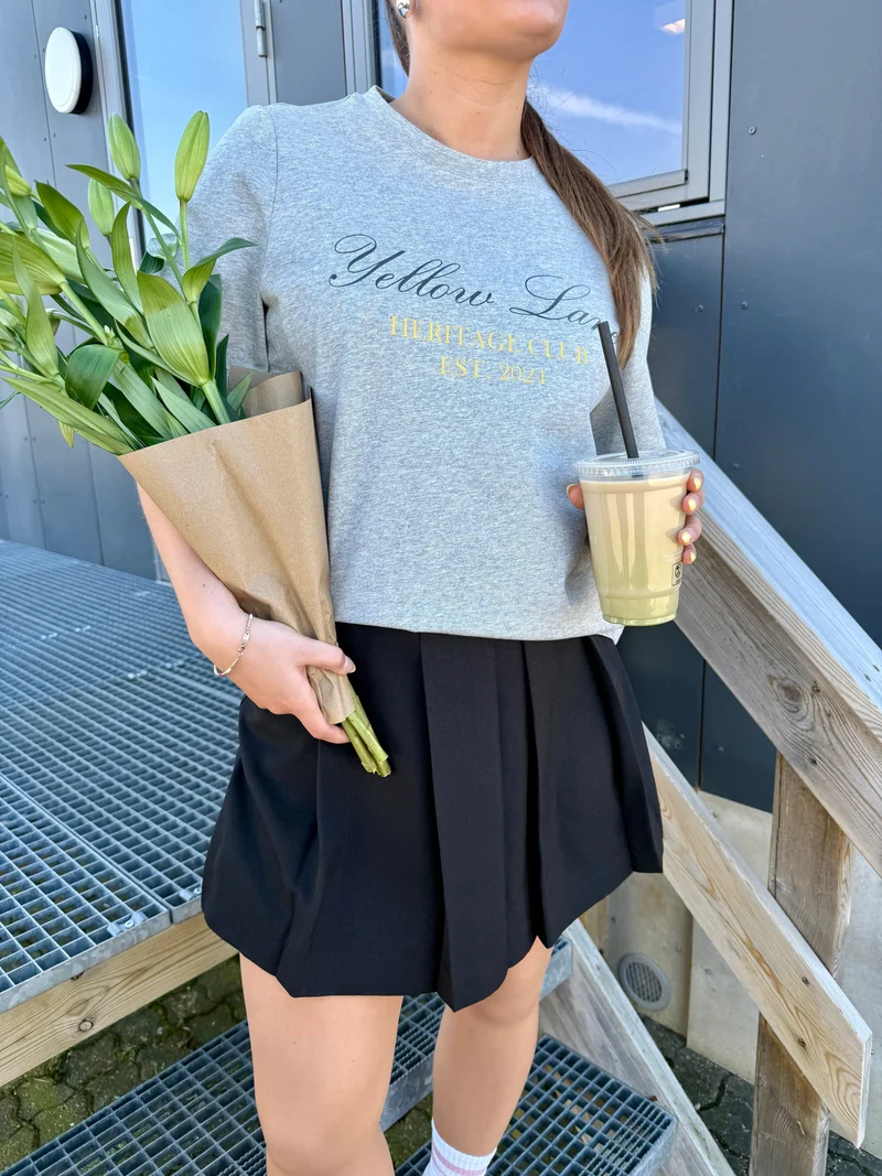 Yellow Lane - Varsity Tee 165589 - 133 - Grey Melange