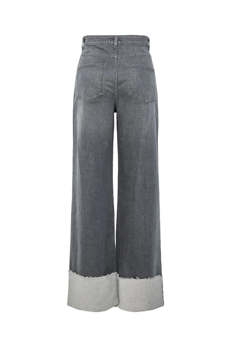 Pieces - Pcpil Straight Fold Up Jeans - 4653846 Grey Denim