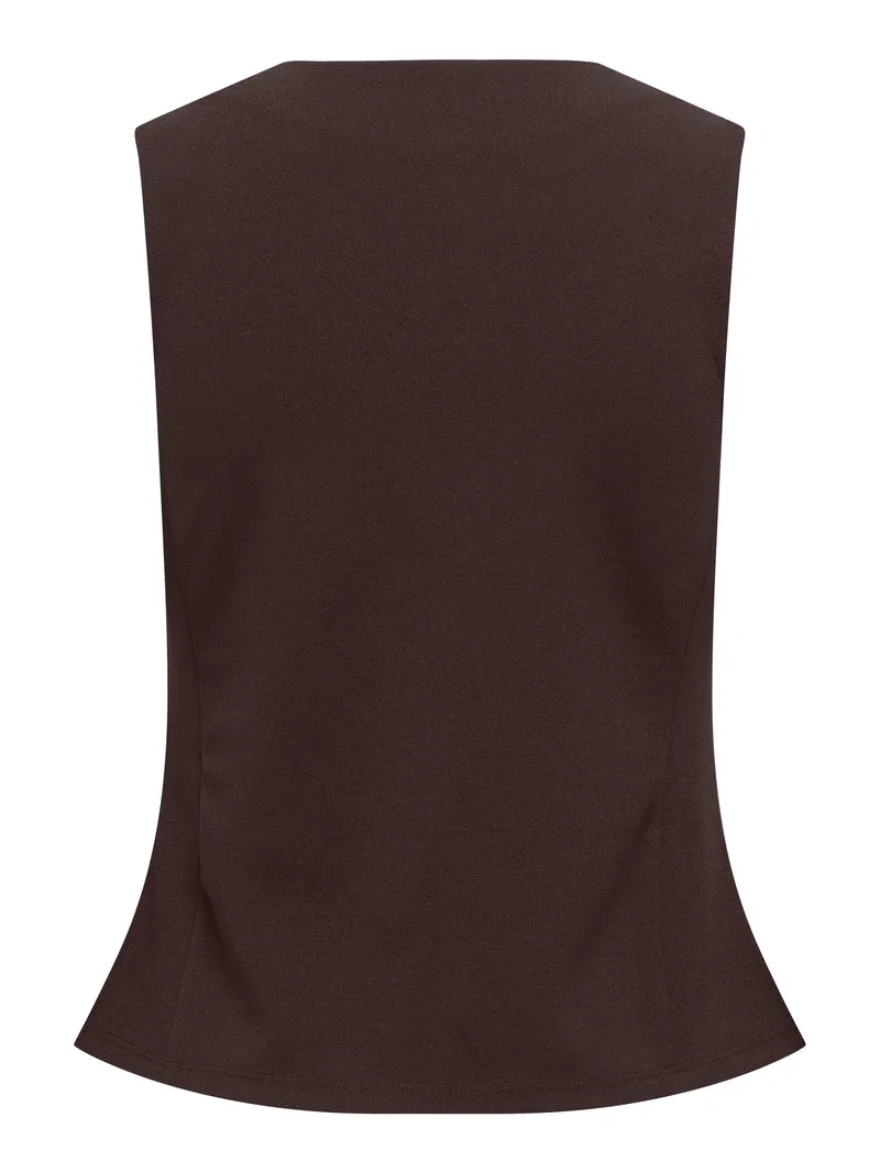 Only - Onlsania Life S/L Button Vest - 4928566 Black Coffee