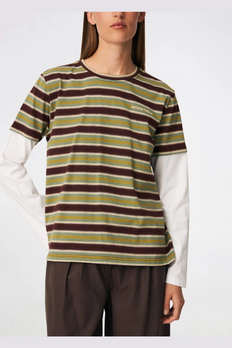 ModströM - Denismd Contrast T-Shirt 59465 - 12071 - Windsor Green Stripe