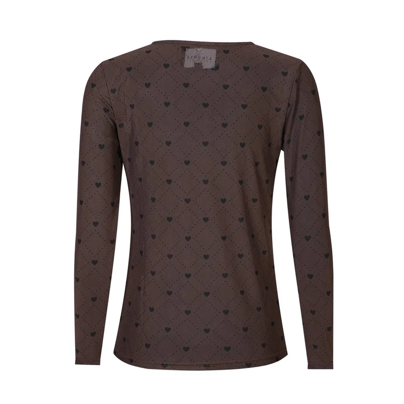 Liberte - Mesh Ls Tshirt 22065 - Dark Brown Heart Check