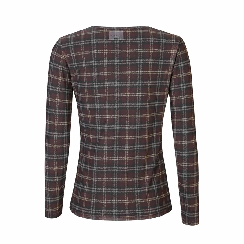 Liberte - Mesh Ls Tshirt 22065 - Dark Brown Check