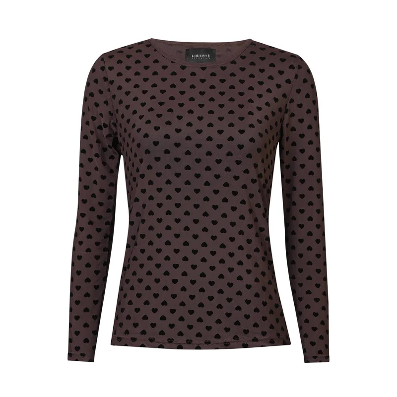 Liberte - Mesh Ls Tshirt, Flock 22081 - Dark Brown Medium Heart