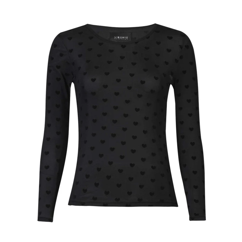 Liberte - Mesh Ls Tshirt, Flock 22081 - Black Medium Heart