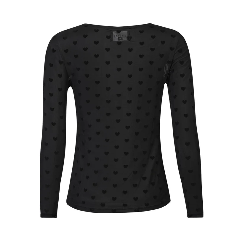Liberte - Mesh Ls Tshirt, Flock 22081 - Black Medium Heart