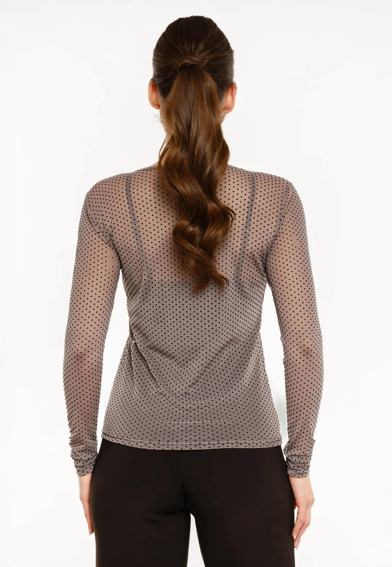 Liberte - Mesh Ls Tshirt, Dot 22069 - Dark Grey Medium Dot