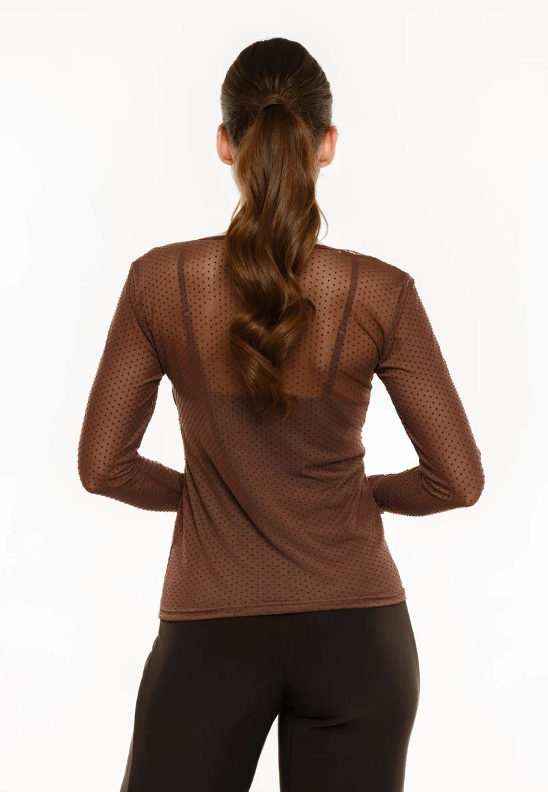 Liberte - Mesh Ls Tshirt, Dot 22069 - Dark Brown Medium Dot