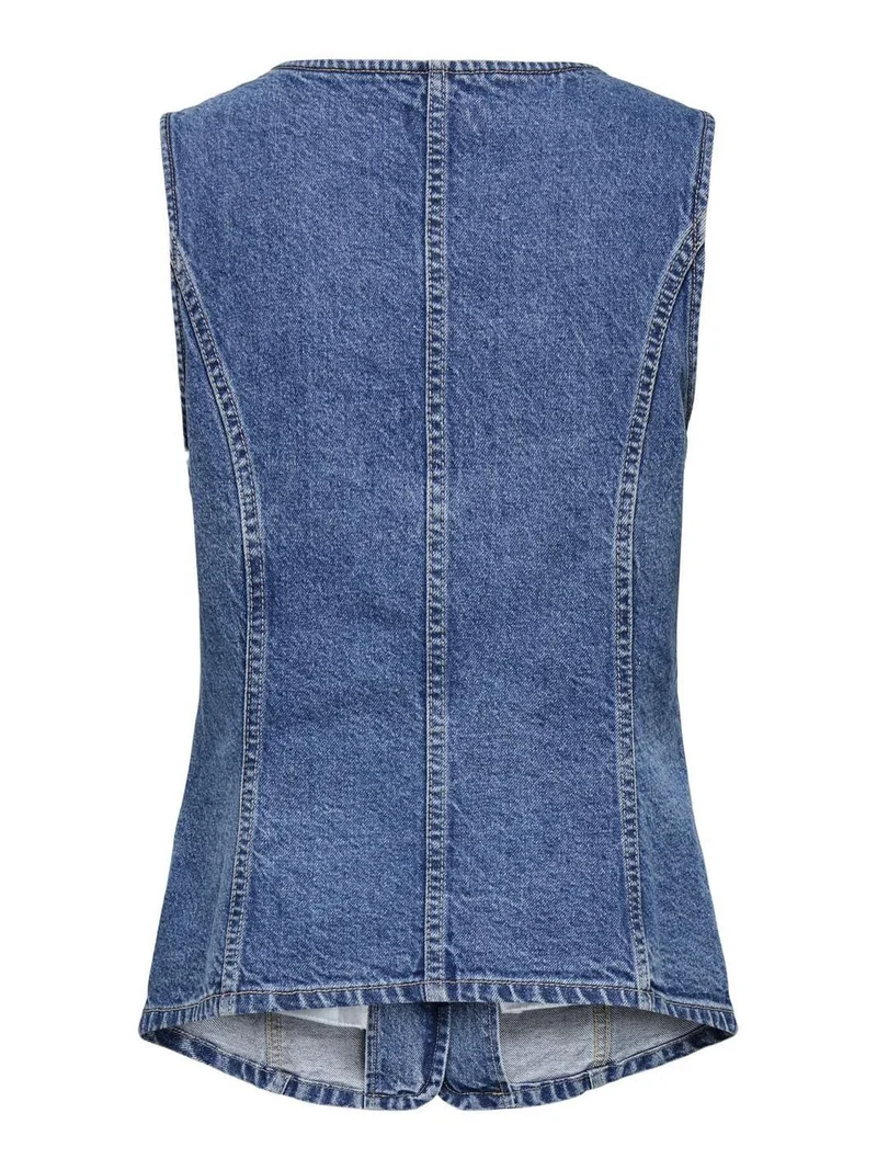 Only - Onlgiulina S/L Button Waistcoat Mae - 4821241 Medium Blue Denim