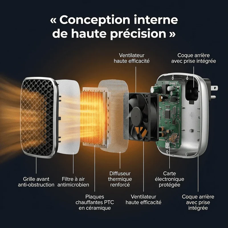 Marcherelle™ – Radiateur Électrique Portable 800W Basse Consommation