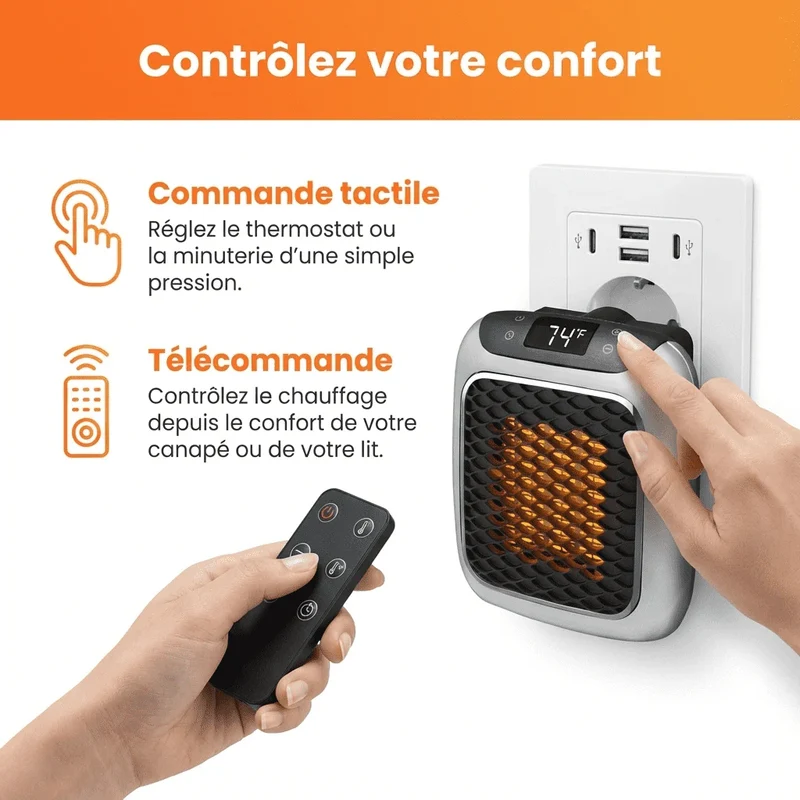 Marcherelle™ – Radiateur Électrique Portable 800W Basse Consommation