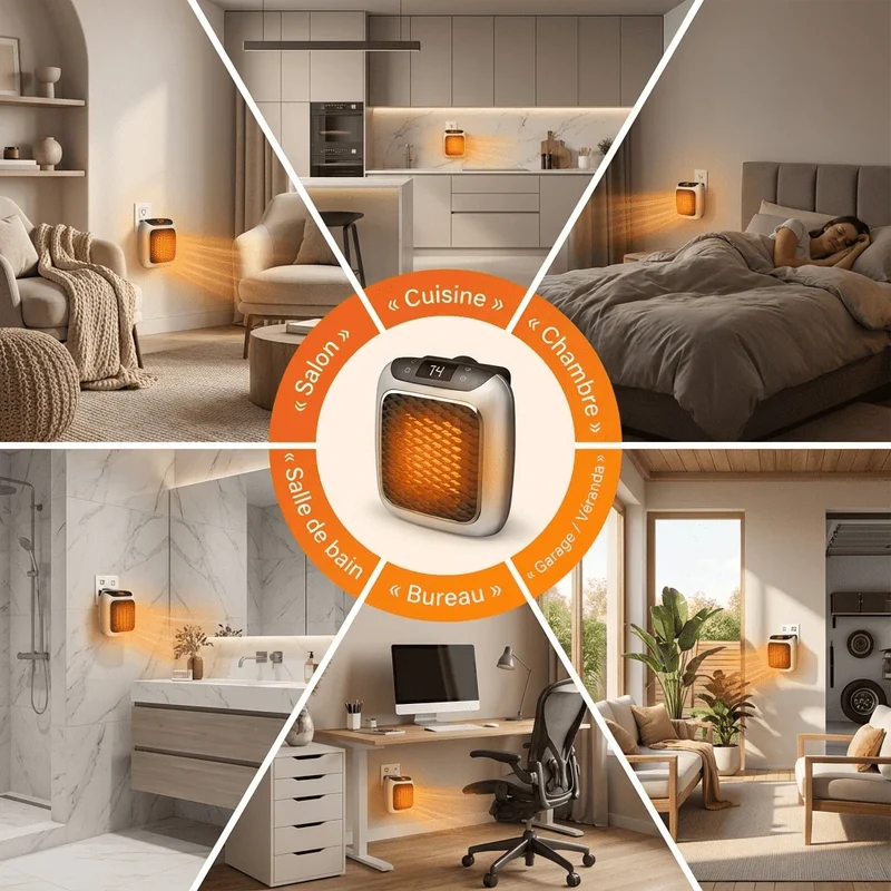 Marcherelle™ – Radiateur Électrique Portable 800W Basse Consommation