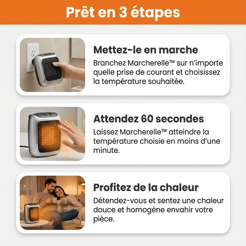 Marcherelle™ – Radiateur Électrique Portable 800W Basse Consommation