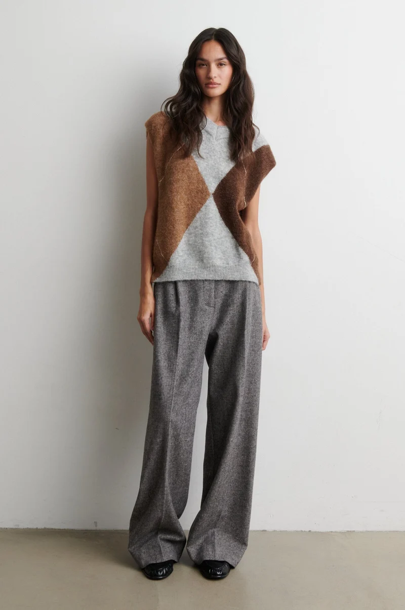 Second Female - Forca Knit Vest 61048 - 7001 Light Grey Melange