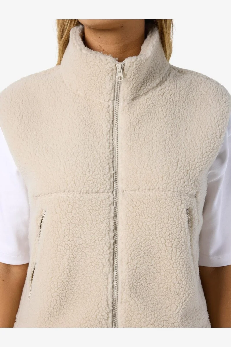 Noisy May - Nmmasey Short Teddy Vest - 4982039 Silver Lining