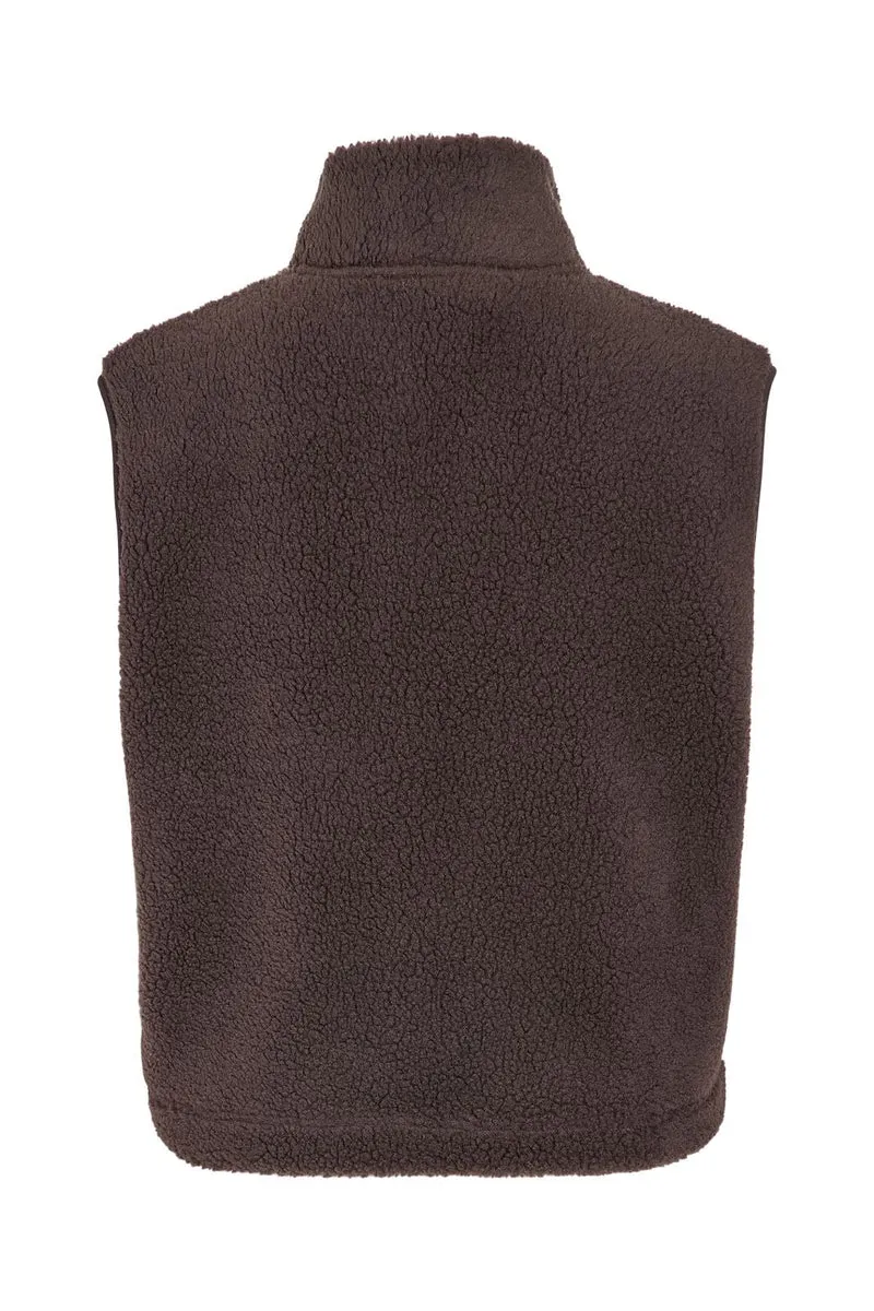 Noisy May - Nmmasey Short Teddy Vest - 5138440 Chocolate Brown