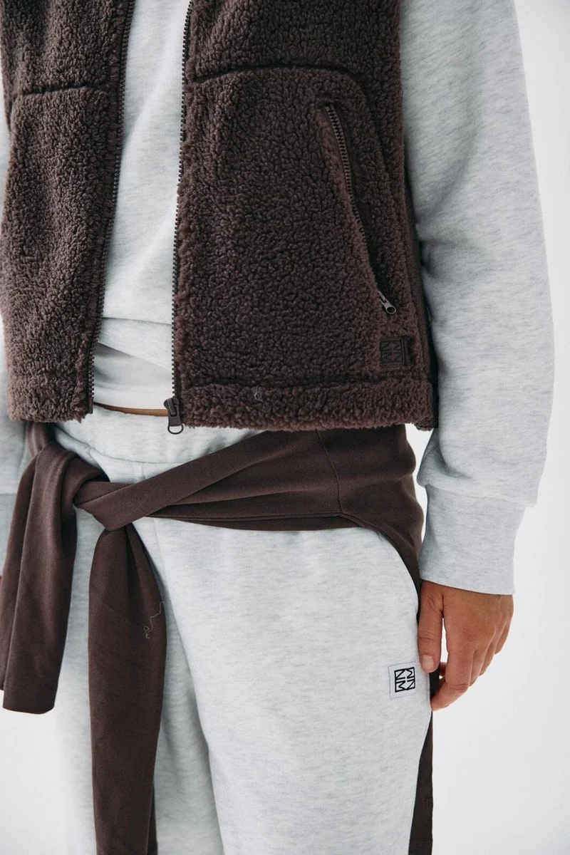 Noisy May - Nmmasey Short Teddy Vest - 5138440 Chocolate Brown