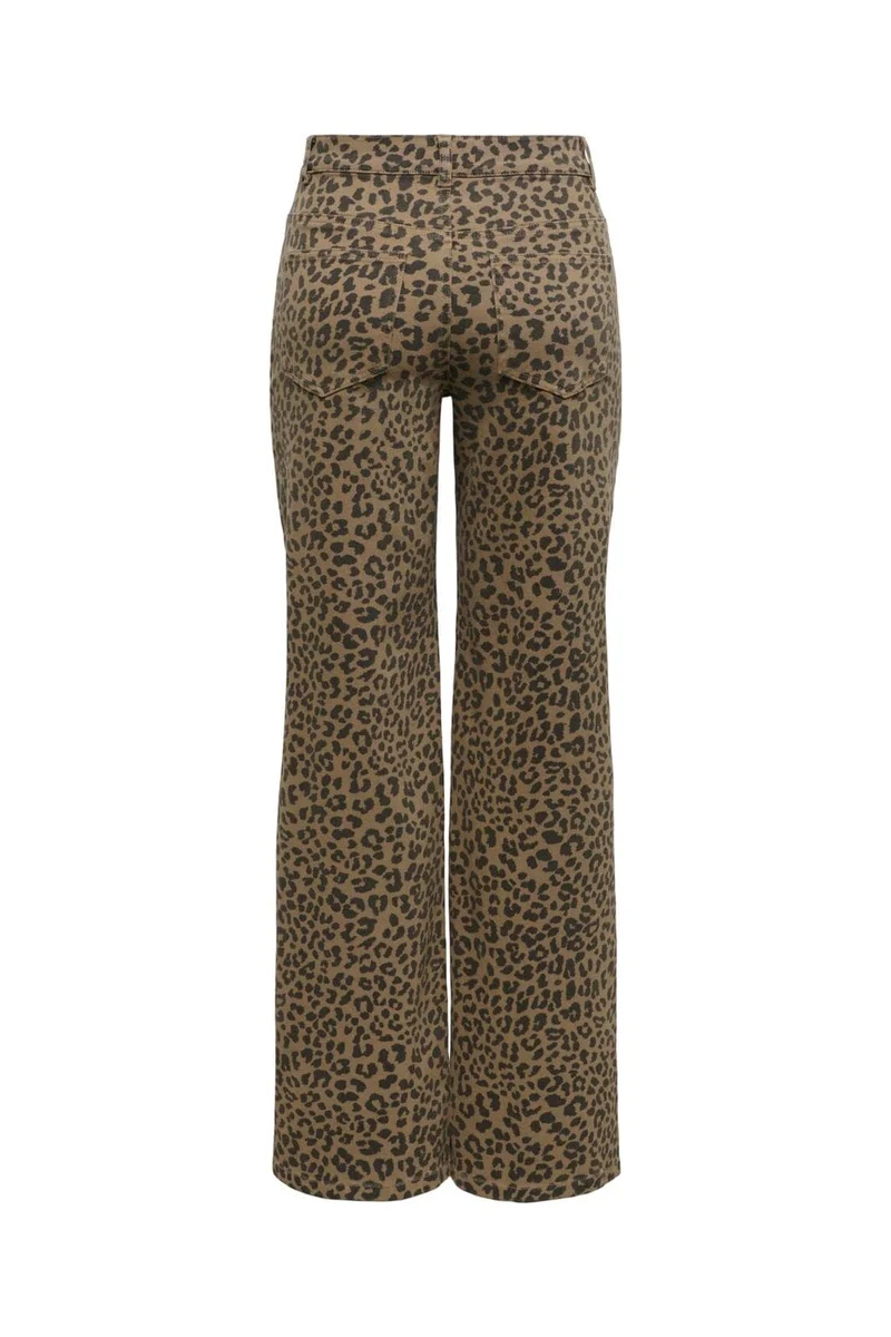 Only - Onlmadison Wide Animal Pant - 5049403 Otter W. Black Leo