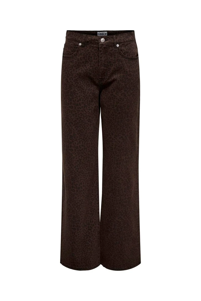 Only - Onlmadison Wide Animal Pant - 4840397 Chicory Coffee W. Black Leo