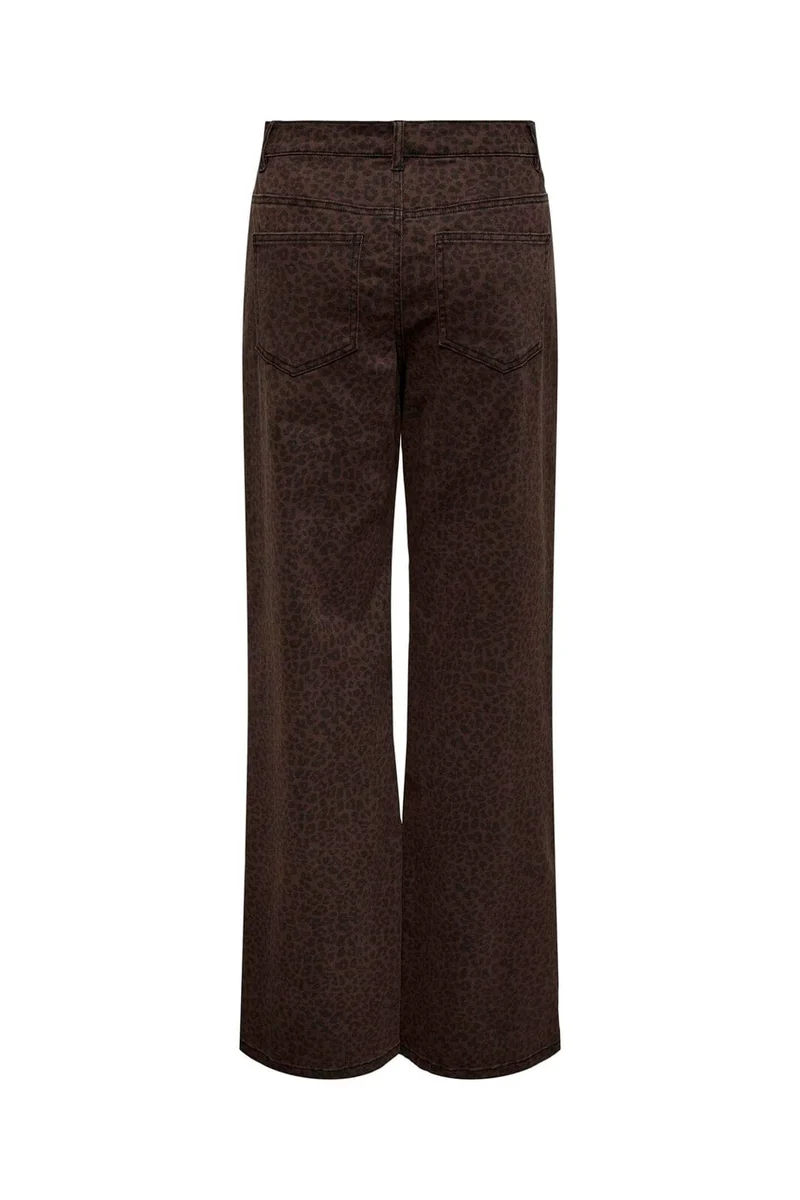 Only - Onlmadison Wide Animal Pant - 4840397 Chicory Coffee W. Black Leo