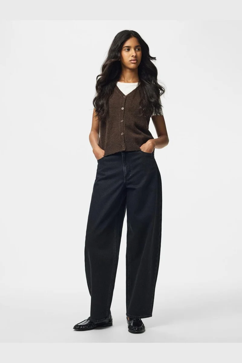 Pieces - Pcsally Sl V-Neck Knit Vest - 5105005 Hot Fudge Melange