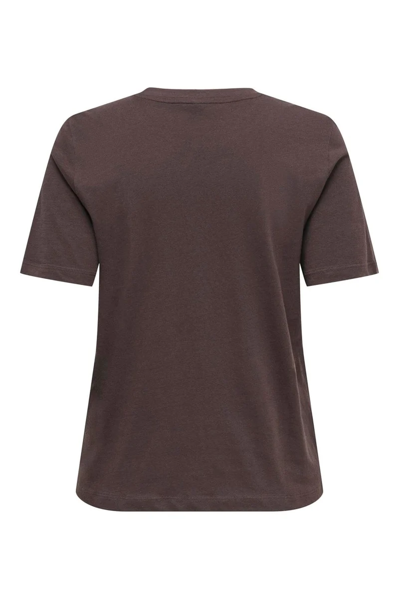 Only - Onlhappy S/S Emb Top - 5204457 Coffee Bean Chambray Heart
