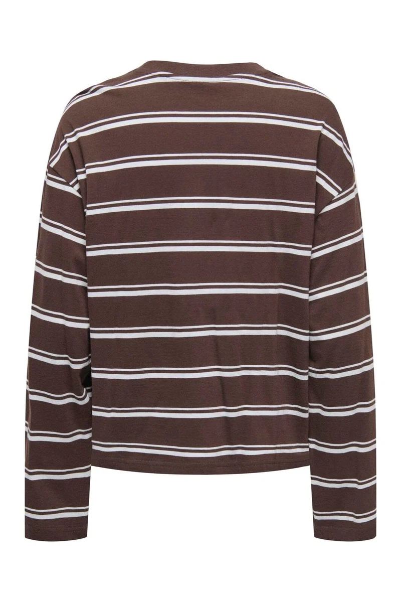 Only - Onlhappy L/S O-Neck Stripe Tee - 5203349 Coffee Bean Balled Blue Fie