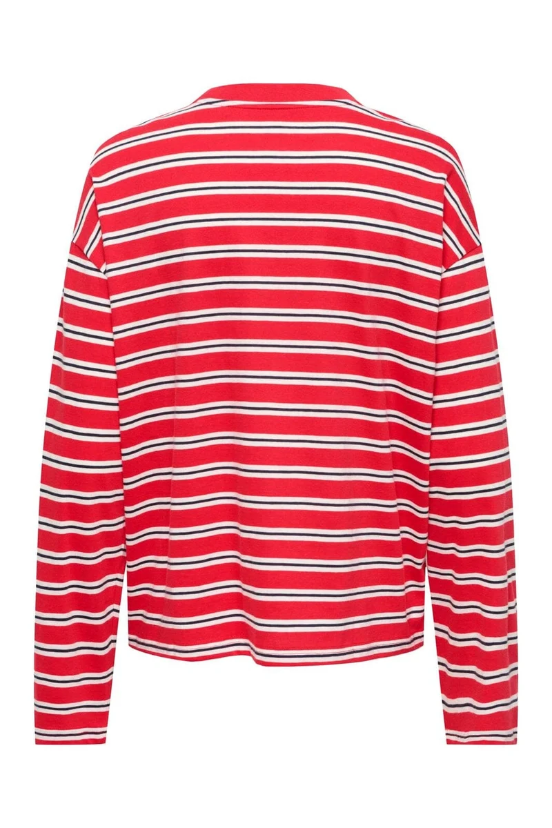 Only - Onlhappy L/S O-Neck Stripe Tee - 5201889 Lollipop Cloud Dancer + Night Sky Ina