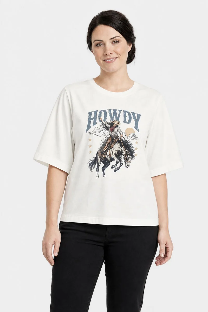 Dear Molly - Howdy T-Shirt Ch170408b - White