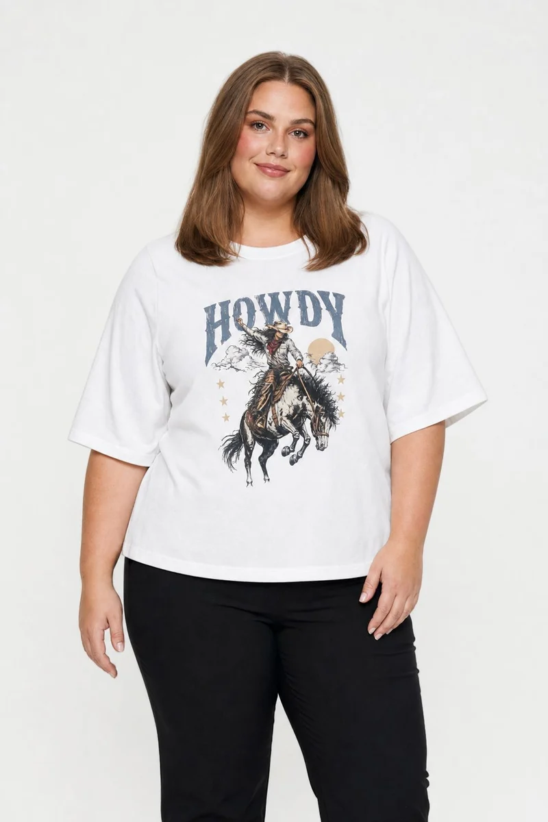 Dear Molly - Howdy T-Shirt Ch170408b - White