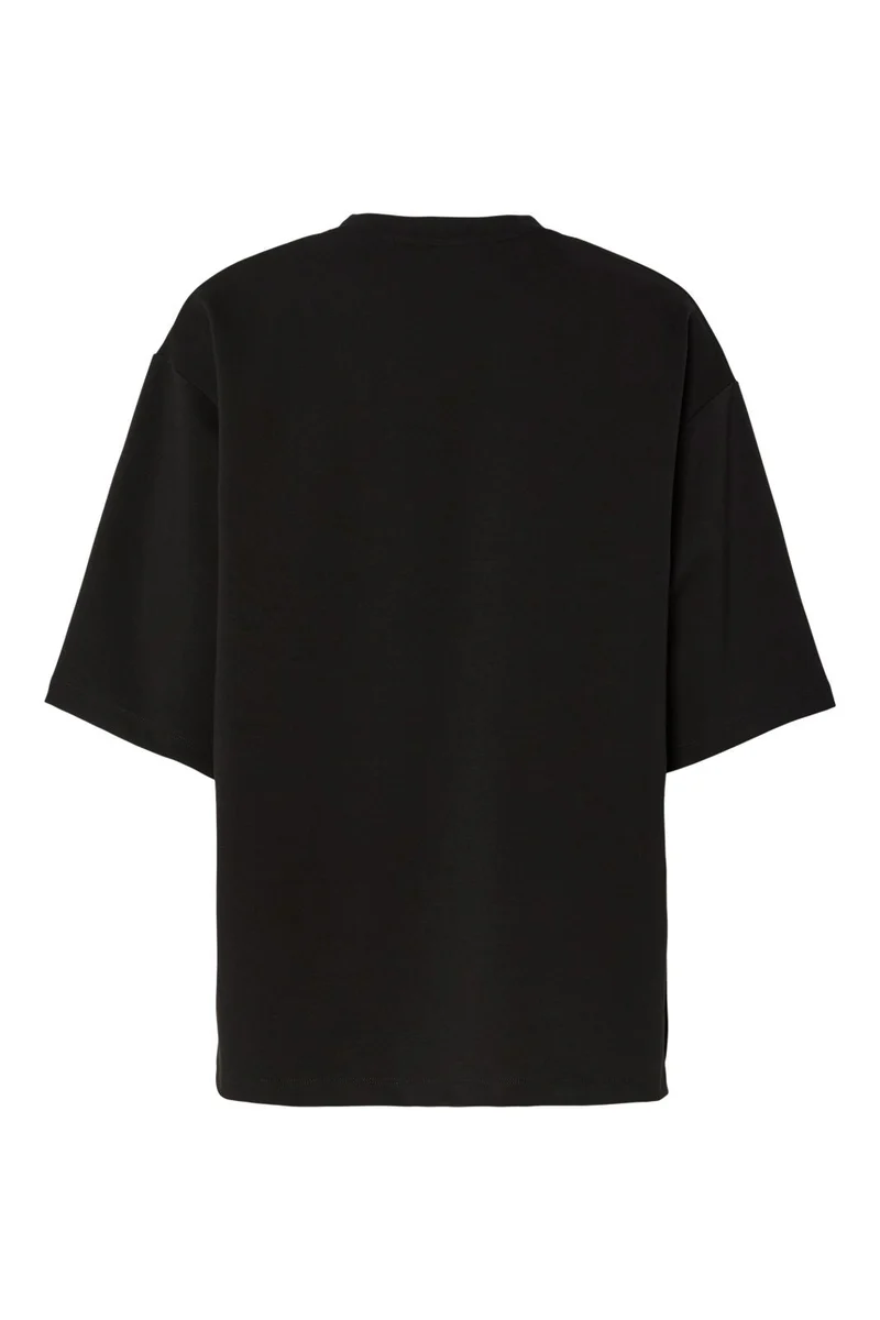 Pieces - Pcmuna Ss O-Neck Oversize Tee - 4864326 Black White Embroidery
