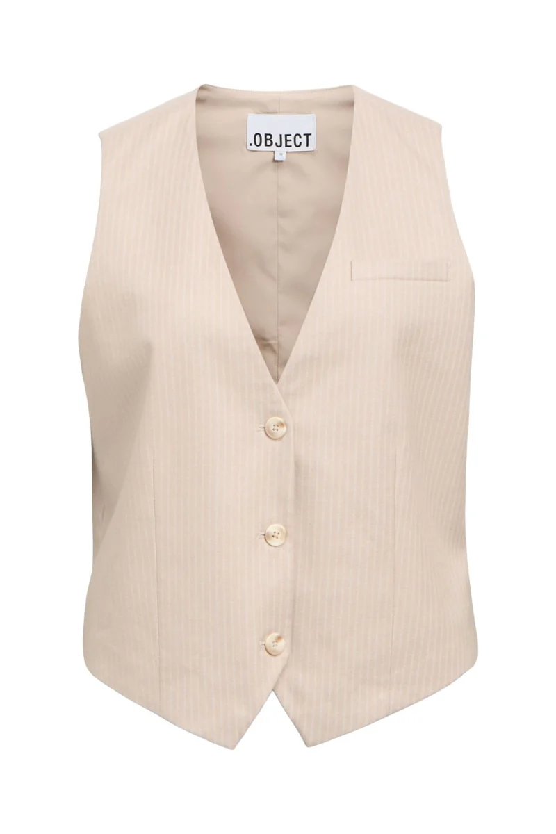 Object - Objlisa Re Short Waistcoat - 4925622 Sandshell Cloud Dancer