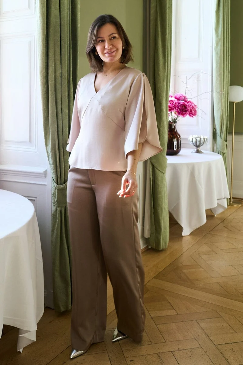 Neo Noir - Remana Heavy Sateen Blouse 168002 - 720 - Champagne
