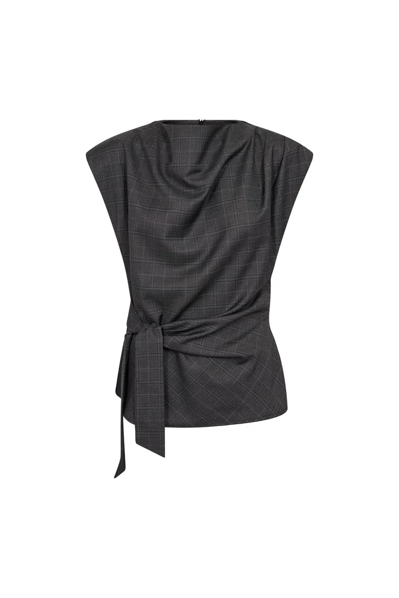 Co´Couture - Eloracc Check Pleat Top 500306 - 65002 - Dark Grey