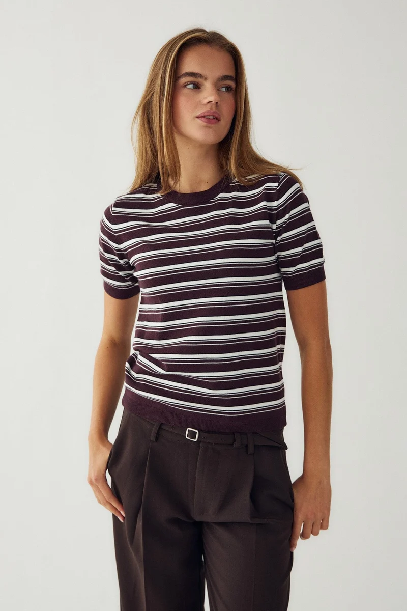 Noella - N-Muna Knit 16010001 - 485 - Dannia Chocolate White Stripe