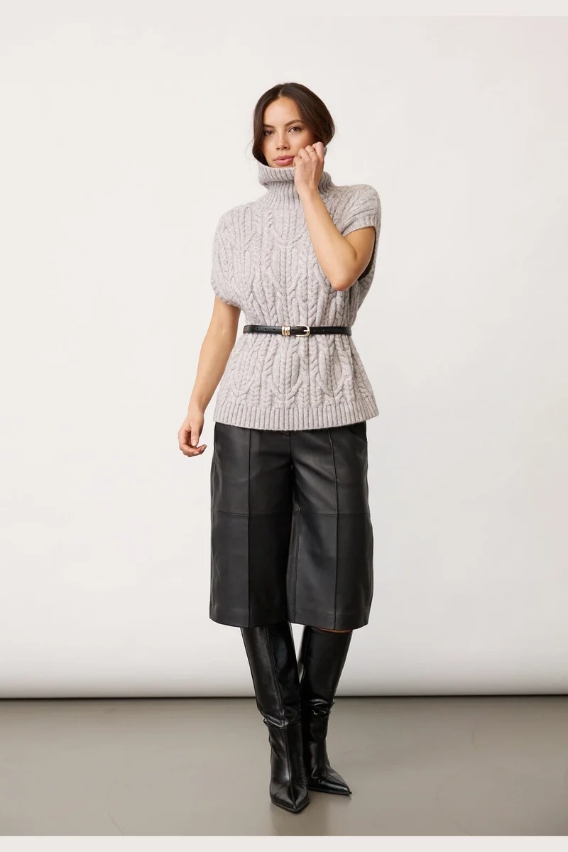 Co´Couture - 32222 Rowcc Oversize Cable Knit Vest 500112 - 65006 - Grey Melange